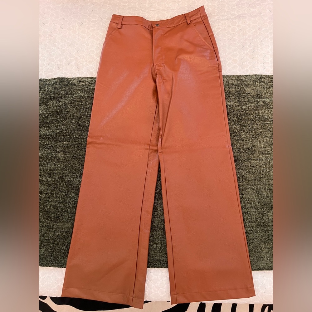 Princess Polly Terracotta Faux Leather Pants US Size 6